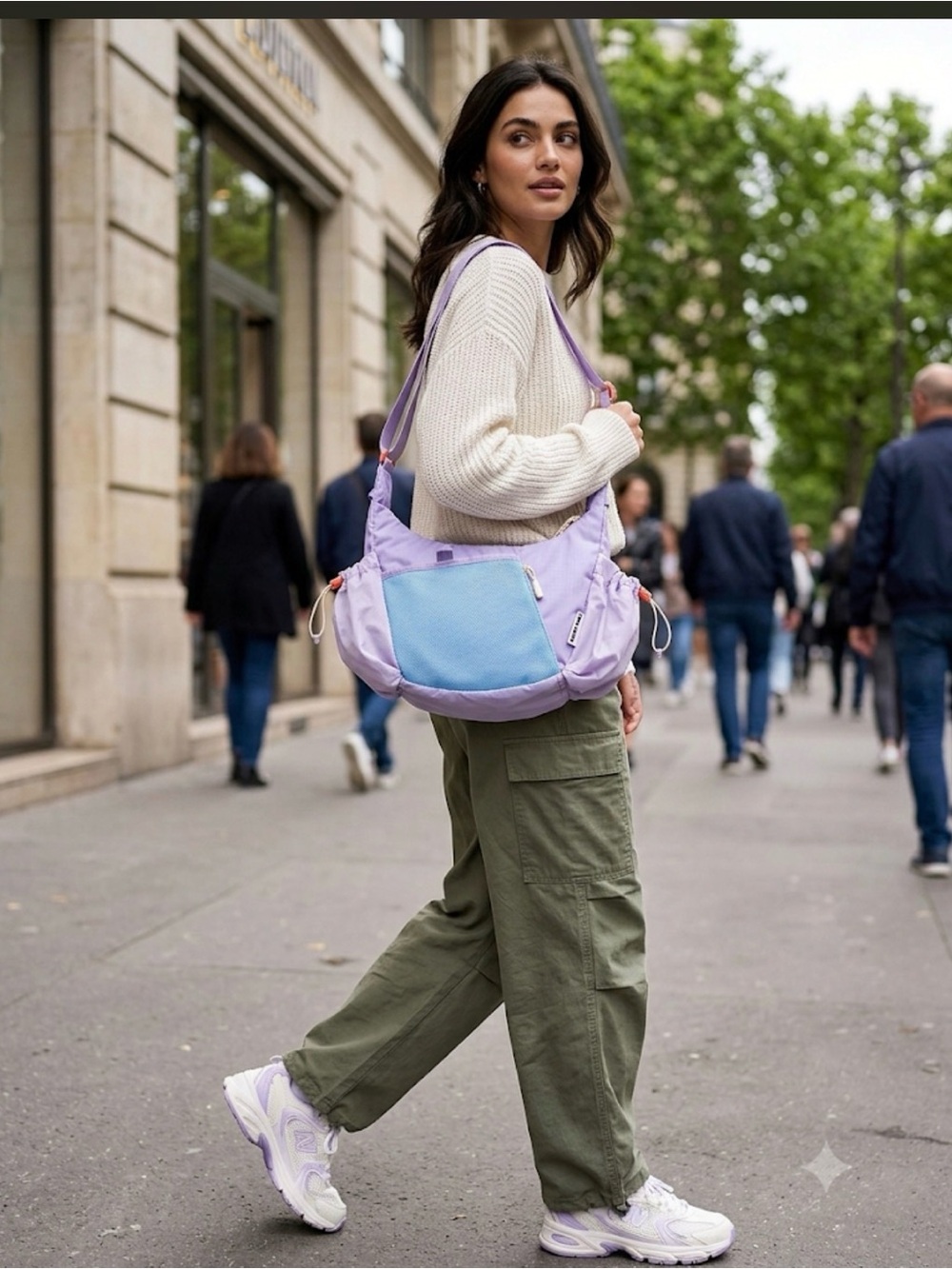 Lilac and Light Blue Women's Crossbody Shoulder Bag